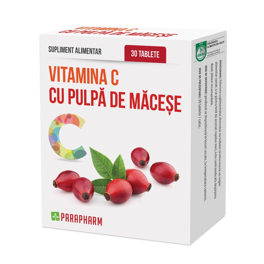 Vitamina C cu pulpa de macese Parapharm – 30 tablete